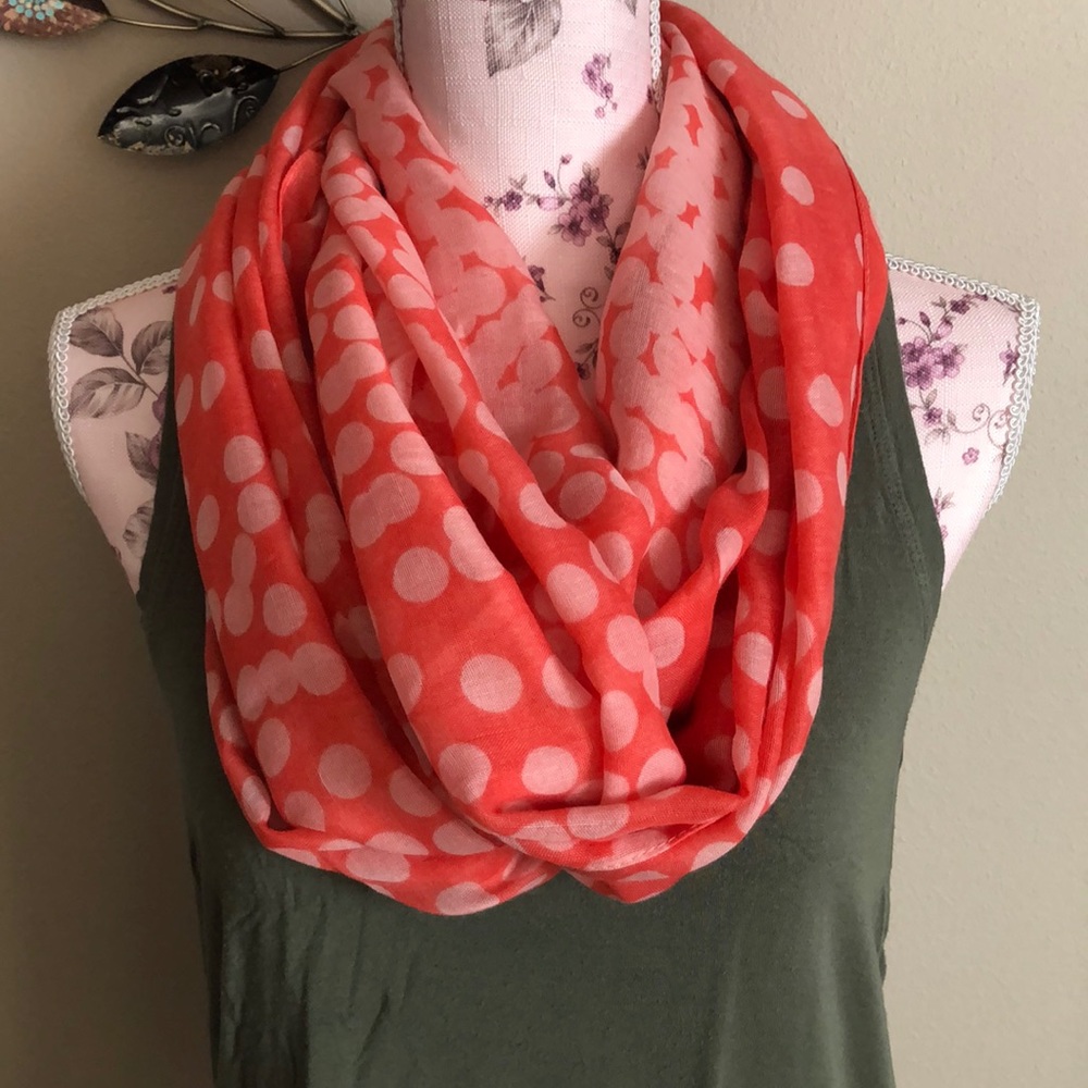 Peach Polkadot Infinity Scarf